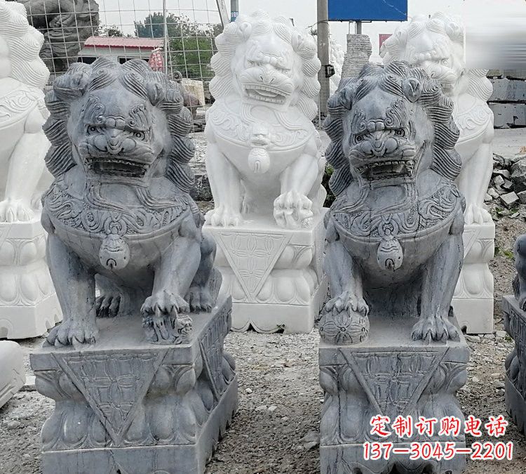 湖南仿古青石狮子塑像