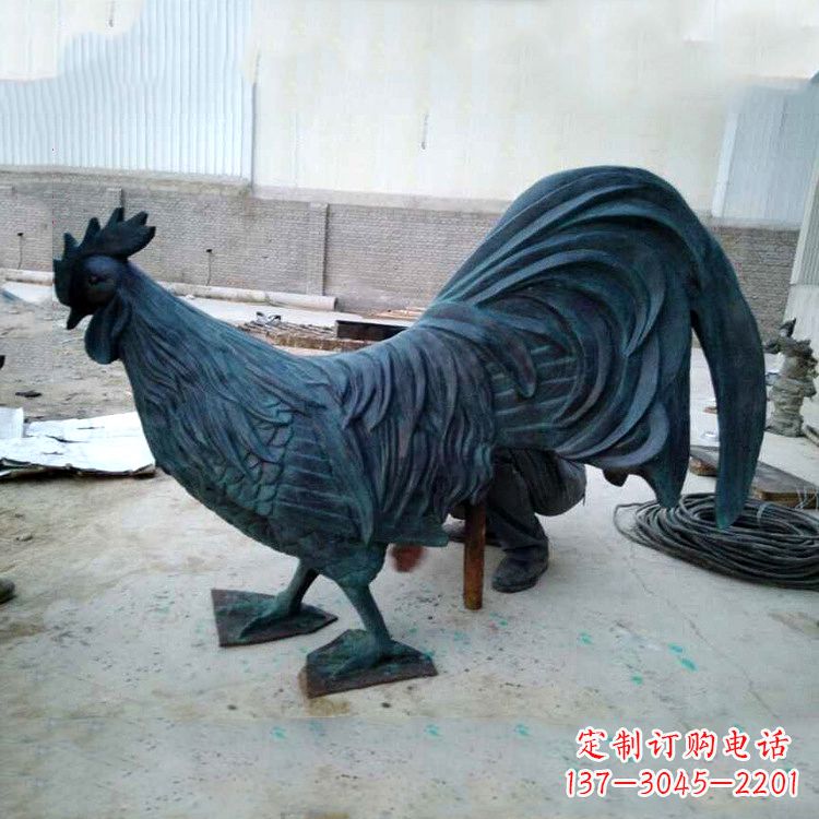 湖南仿古做旧铜雕公鸡