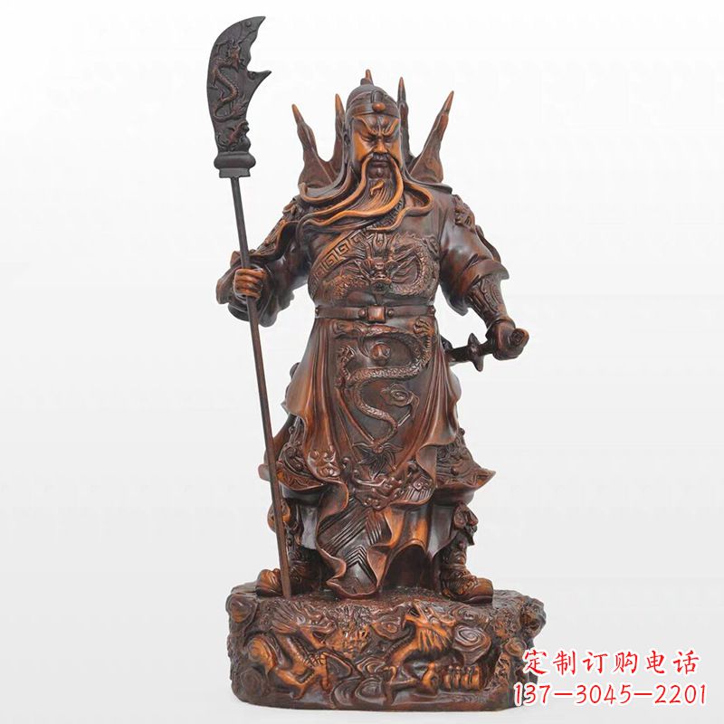 湖南精美关公铜雕像,古朴高雅