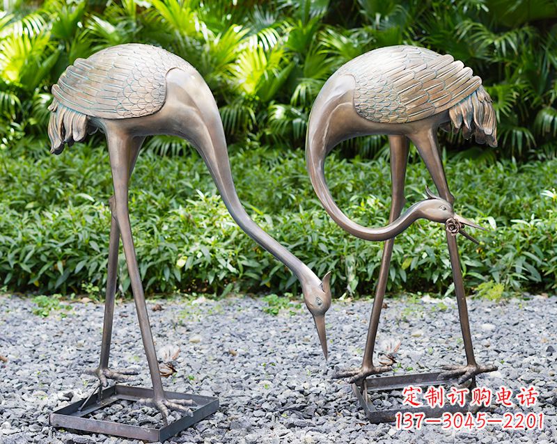 湖南传统文化铸造仙鹤雕塑