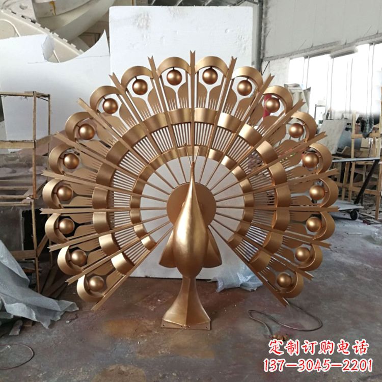 湖南仿铜色不锈钢孔雀雕塑