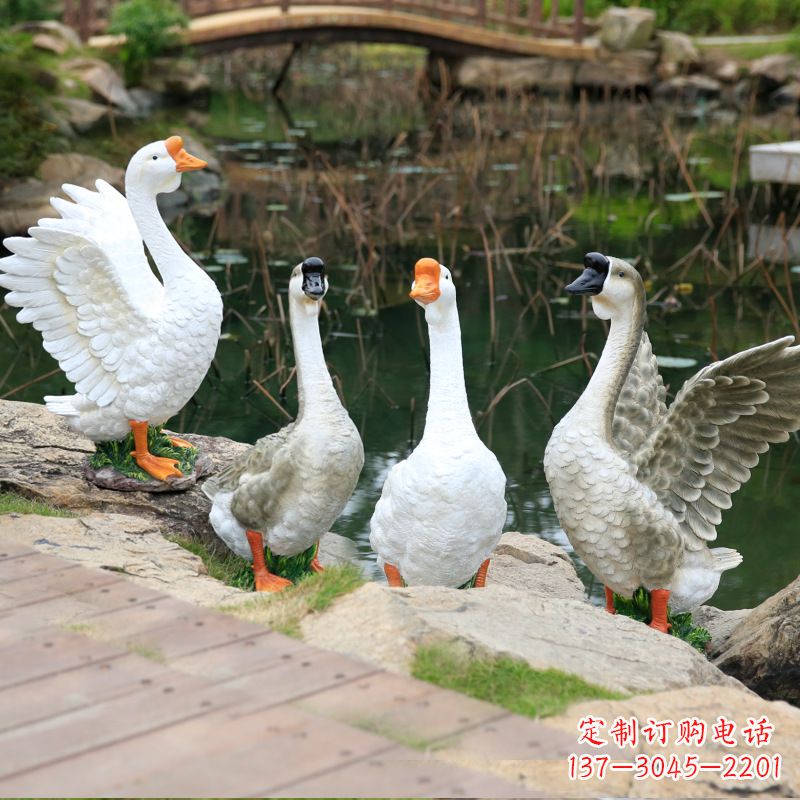 湖南仿真大白鹅摆件花园庭院农场动物雕塑摆件