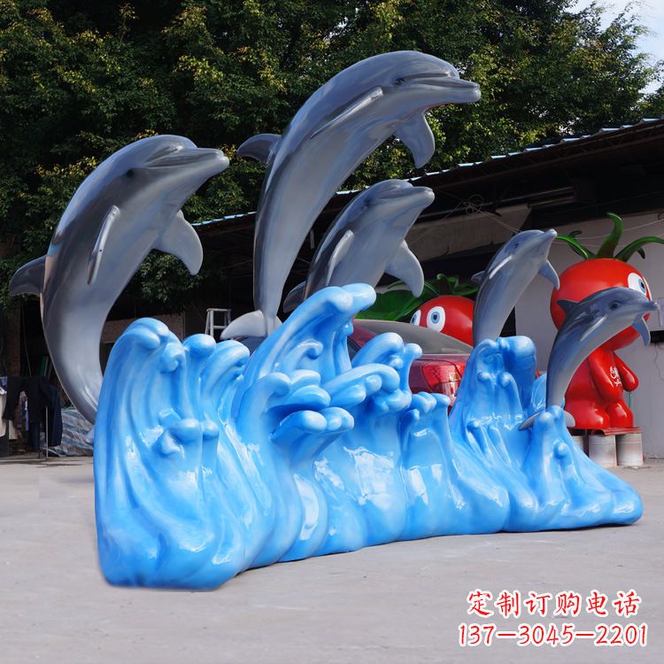 湖南艺术精美的海豚玻璃钢雕塑