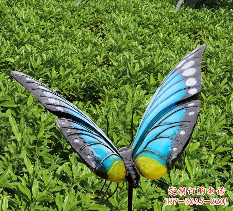 湖南仿真蝴蝶插件,玻璃钢公园昆虫雕塑