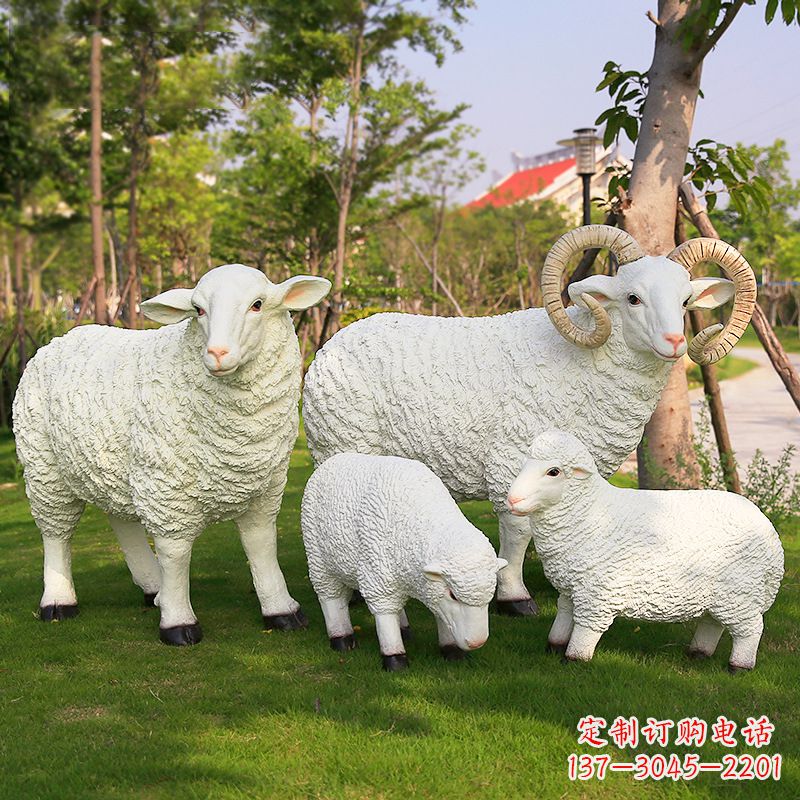 湖南乡村绵羊雕塑 – 农家院庭院仿真动物摆件