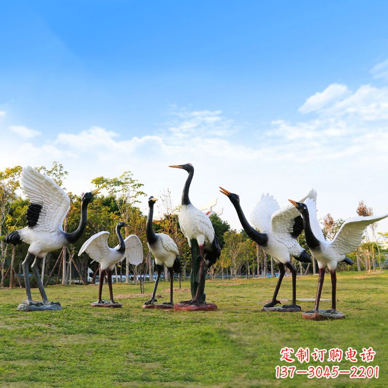 湖南雕刻传统文化,精美仙鹤雕塑