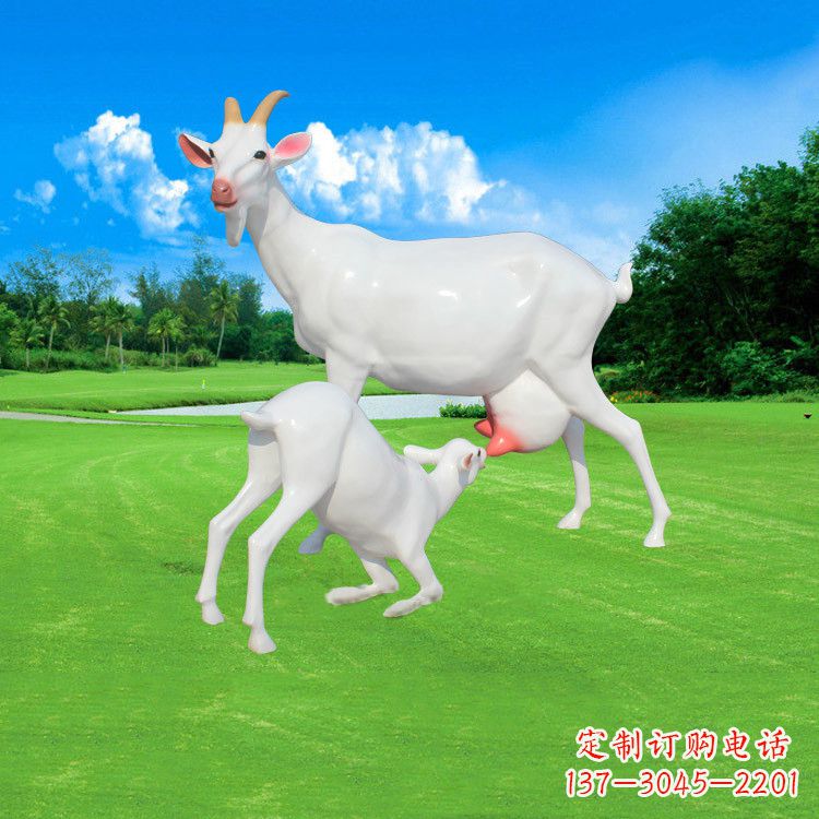湖南仿真羊羔羊跪乳玻璃钢雕塑