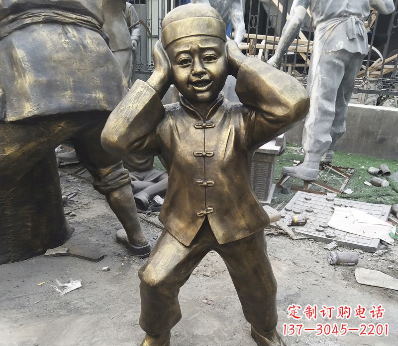 湖南儿童放鞭炮铜雕