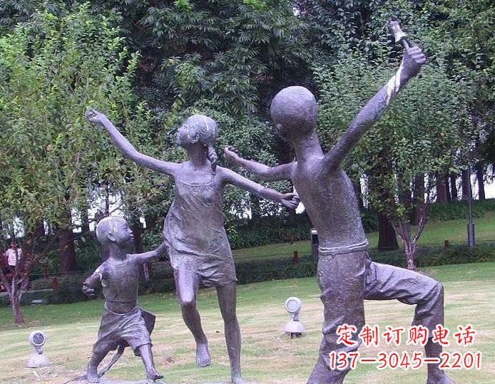 湖南放风筝的儿童公园人物铜雕