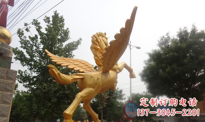 湖南飞马广场景观动物铜雕