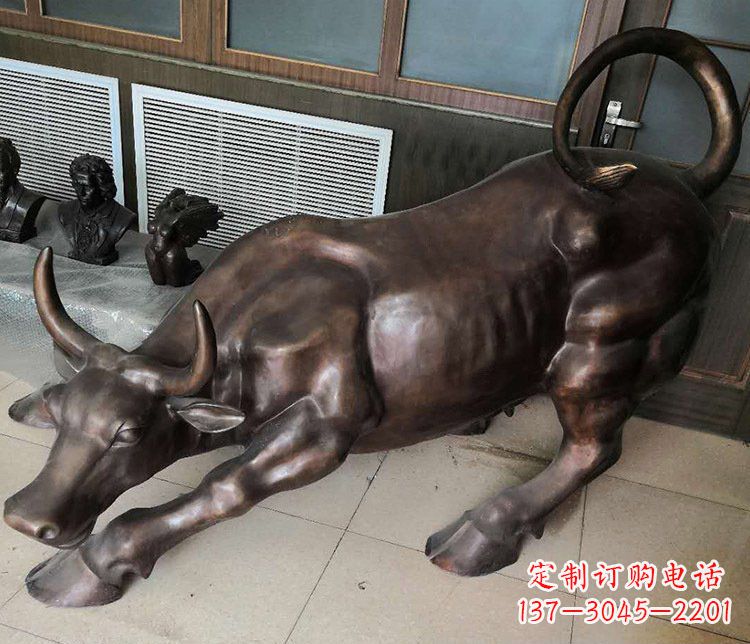 湖南传统工艺精美牛铜雕塑