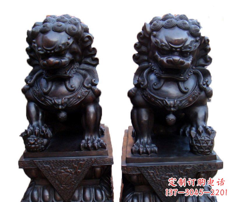 湖南纯铜故宫狮子摆件雕塑
