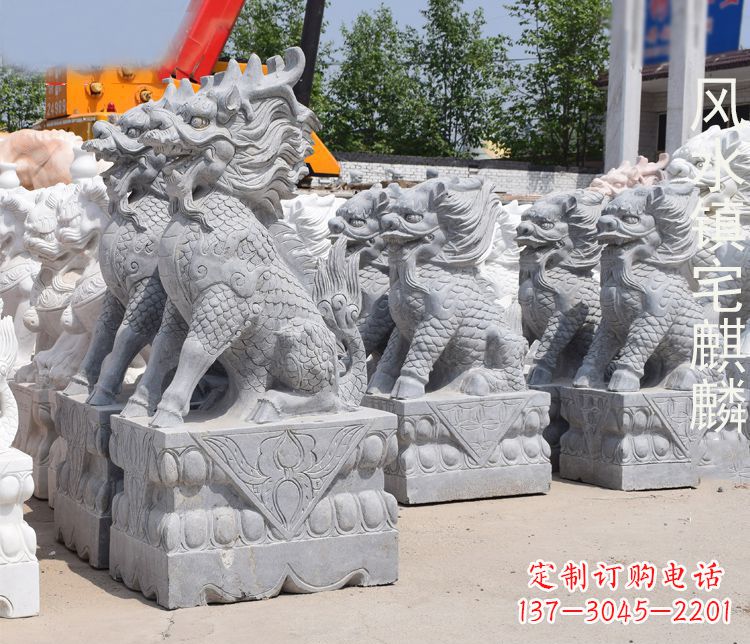 湖南精雕细琢的麒麟石雕