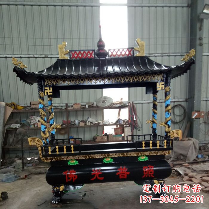 湖南精美绝伦的浮雕龙纹铜香炉雕塑