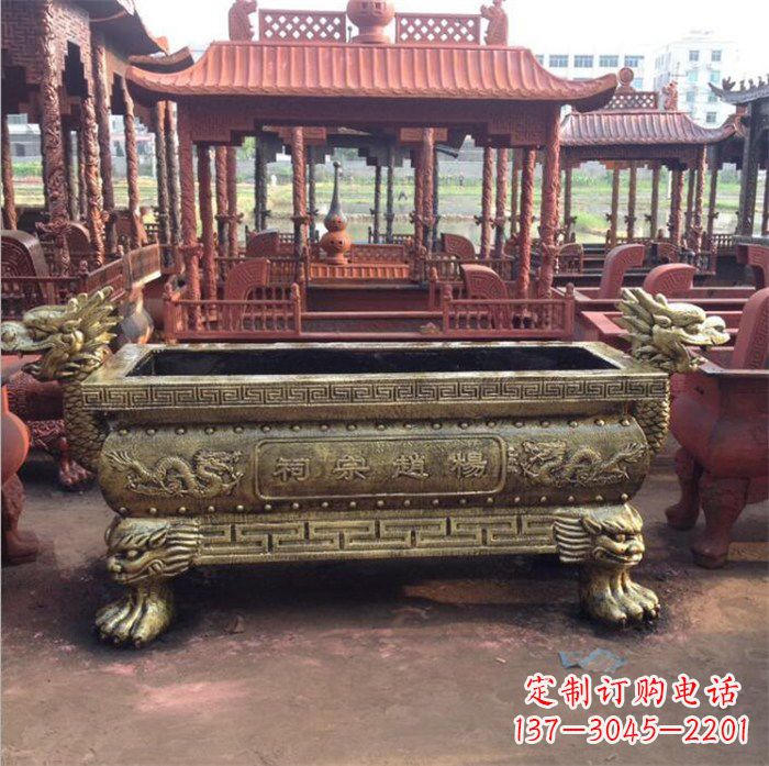 湖南精美麒麟雕塑——浮雕铜香炉