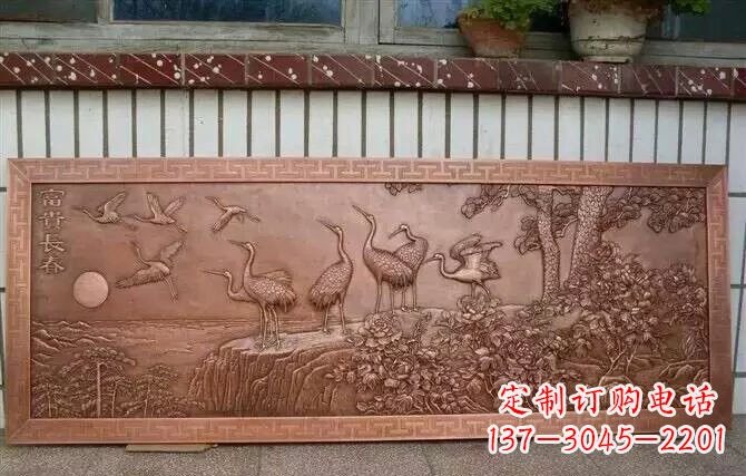 湖南富贵仙鹤浮雕锻铜雕塑