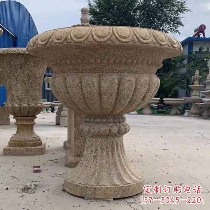 湖南优雅高墩欧式石雕花盆