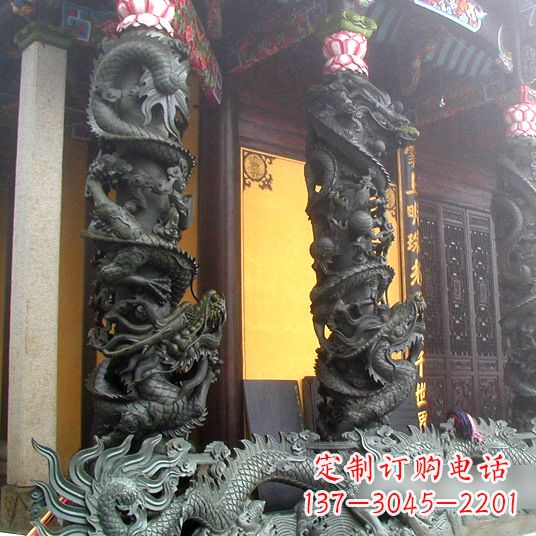 湖南高浮雕龙柱铜雕塑