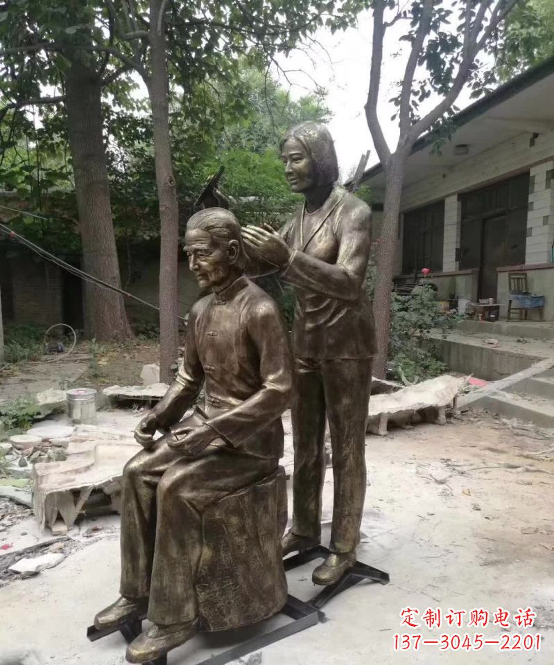 湖南产品名称纪念母亲的梳头人物铜雕
