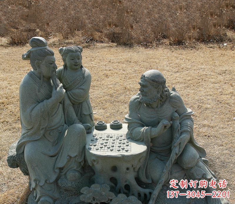 湖南八仙下棋铜雕塑
