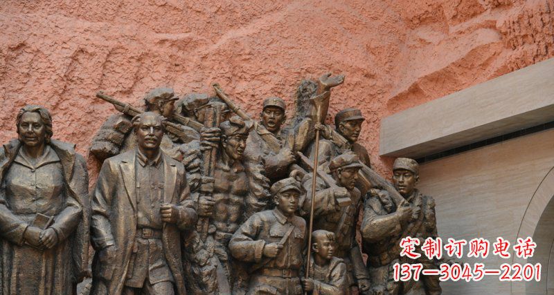 湖南公园白求恩与八路军景观铜雕
