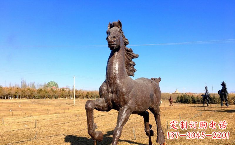 湖南公园奔跑的马动物铜雕 (3)