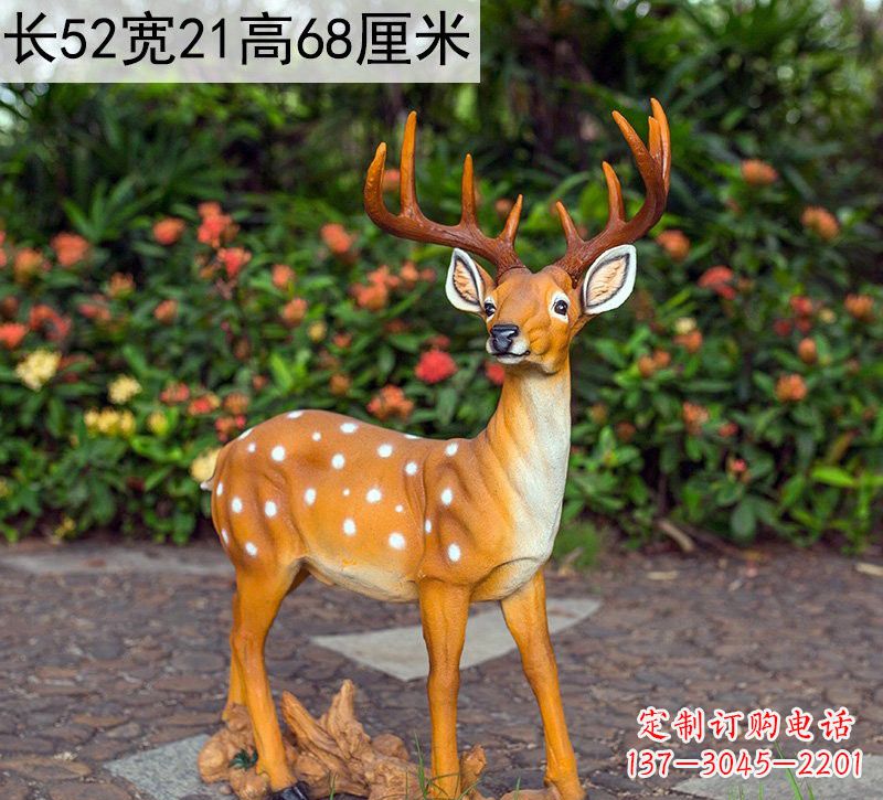湖南精美制作玻璃钢仿真梅花鹿雕塑