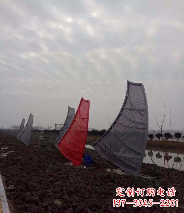 湖南公园不锈钢抽象帆船雕塑