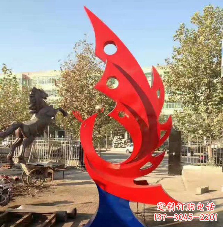 湖南公园不锈钢抽象凤凰雕塑 (2)