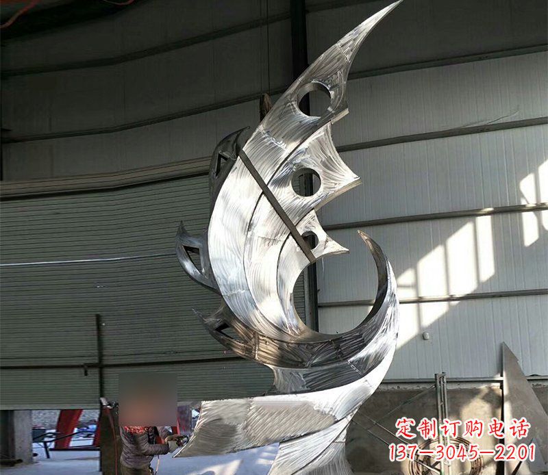 湖南公园不锈钢抽象凤凰景观雕塑 (3)