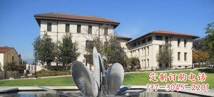 湖南抽象花朵不锈钢喷泉雕塑