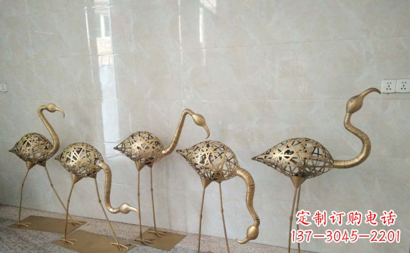 湖南不锈钢抽象火烈鸟动物雕塑