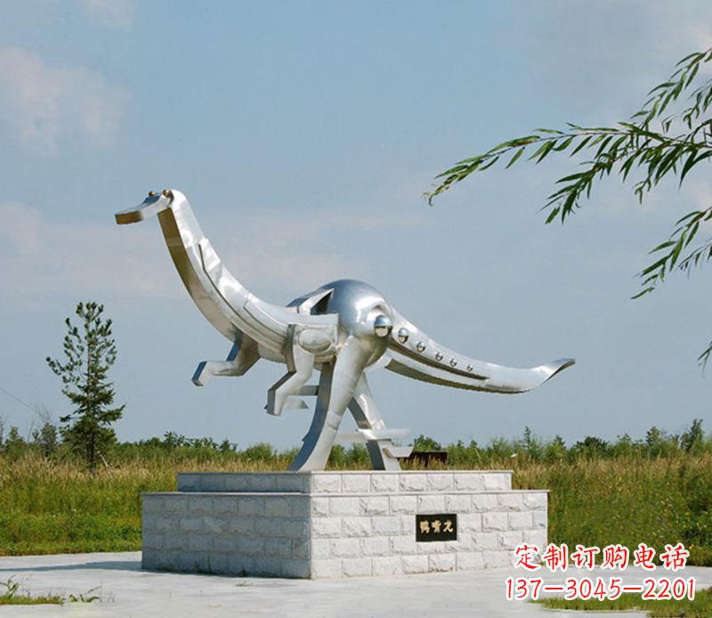 湖南特大不锈钢抽象恐龙雕塑