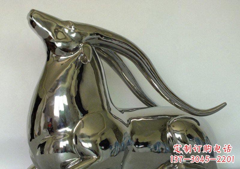 湖南中领雕塑定制公园装饰不锈钢羚羊雕塑