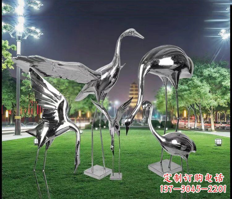 湖南大型不锈钢仙鹤雕塑