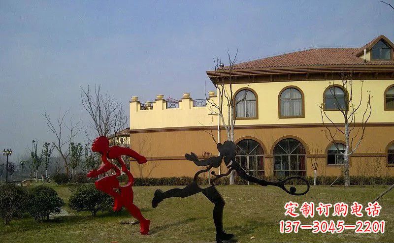 湖南公园不锈钢抽象运动员人物雕塑