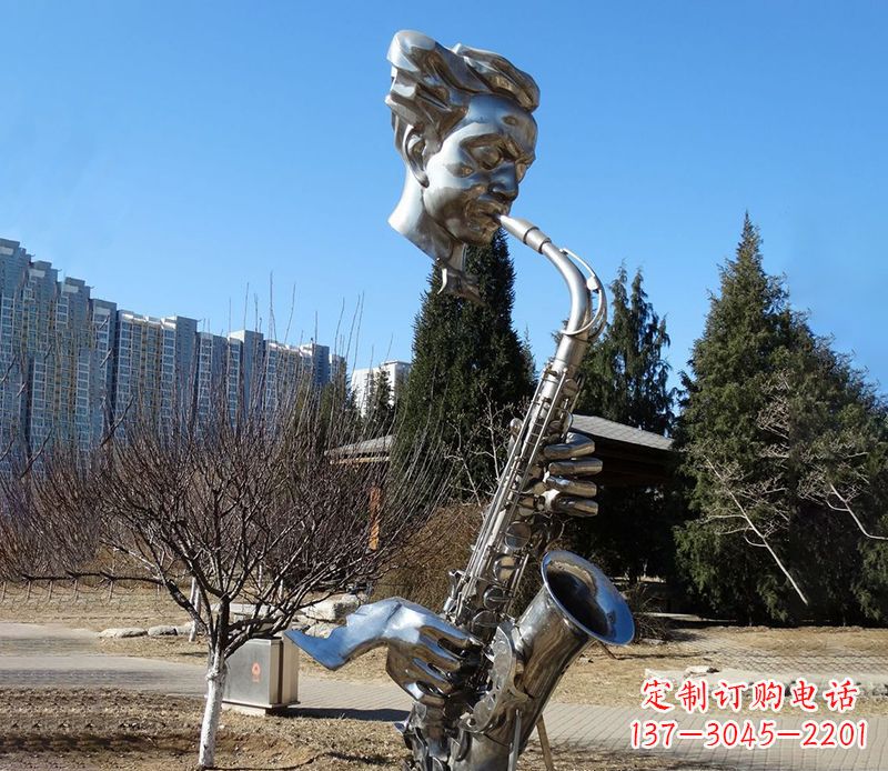 湖南纪念性不锈钢萨克斯头像雕塑