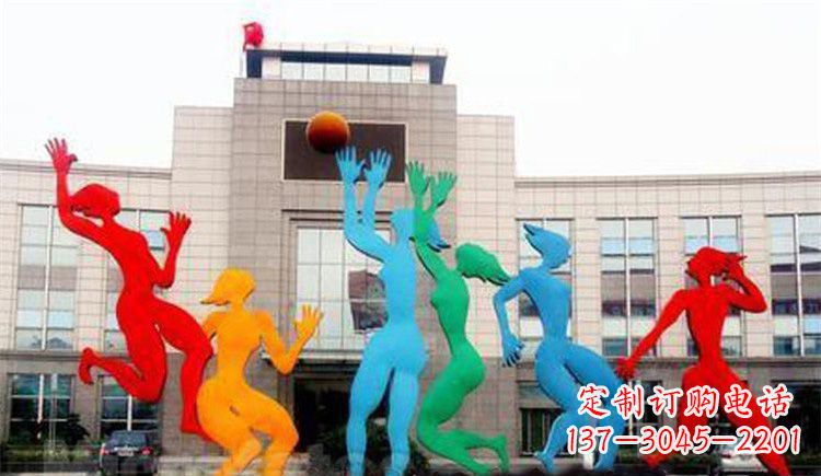 湖南激情运动的写照不锈钢女孩打篮球雕塑