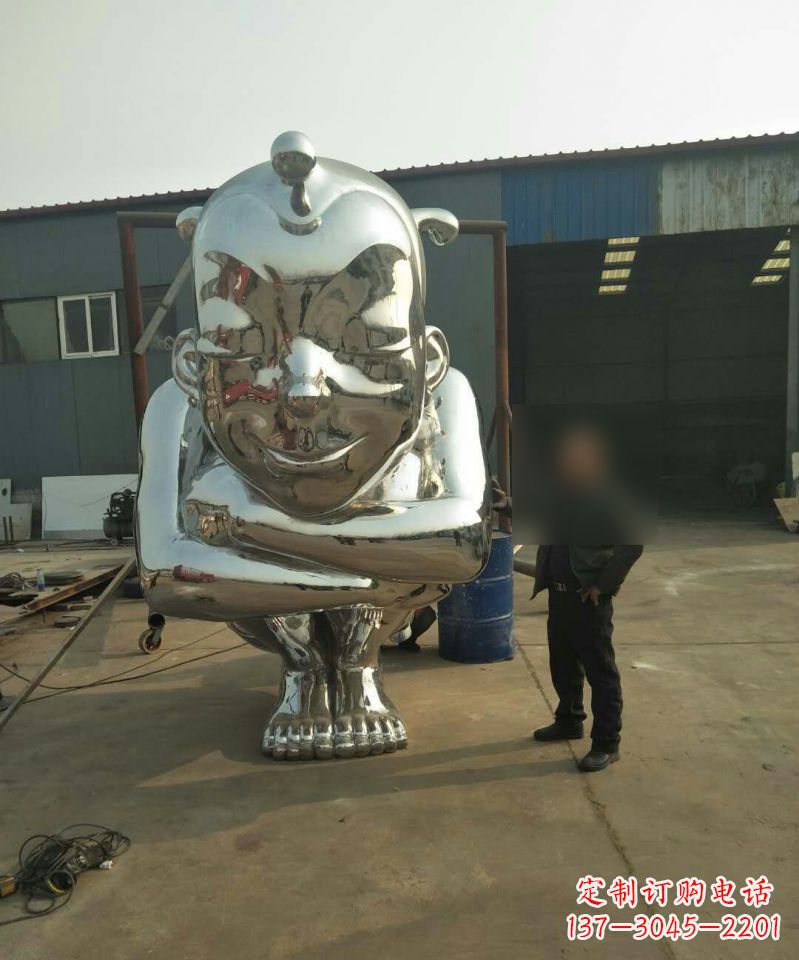 湖南大型不锈钢蹲着的儿童雕塑