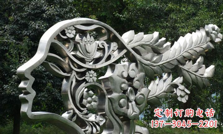 湖南公园不锈钢雕刻美女雕塑