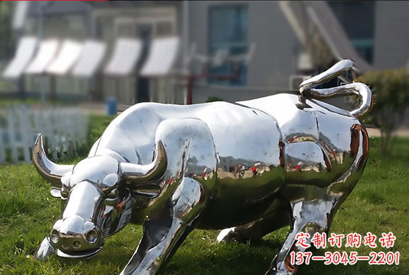湖南精致美观的高端不锈钢动物牛雕塑