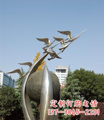 湖南唯美 大雁不锈钢雕塑