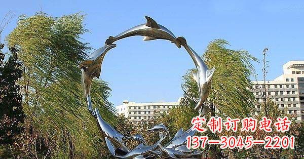 湖南华丽精致的不锈钢海豚雕塑