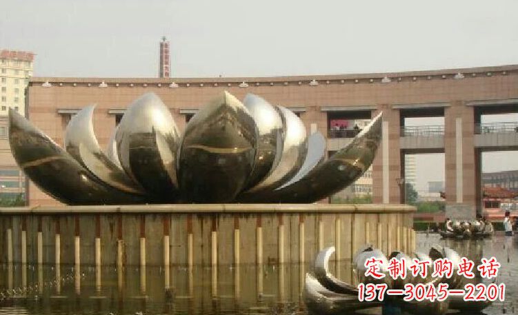湖南公园不锈钢荷花雕塑 (2)