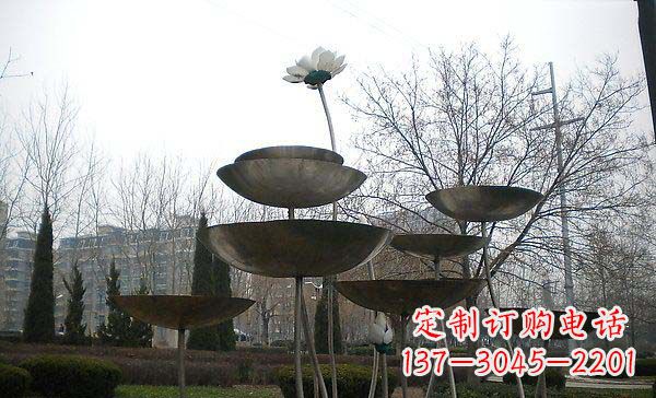 湖南中领雕塑定制不锈钢荷花景观雕塑