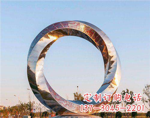 湖南公园不锈钢几何圆环景观雕塑