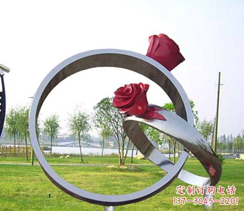 湖南公园不锈钢戒指景观雕塑