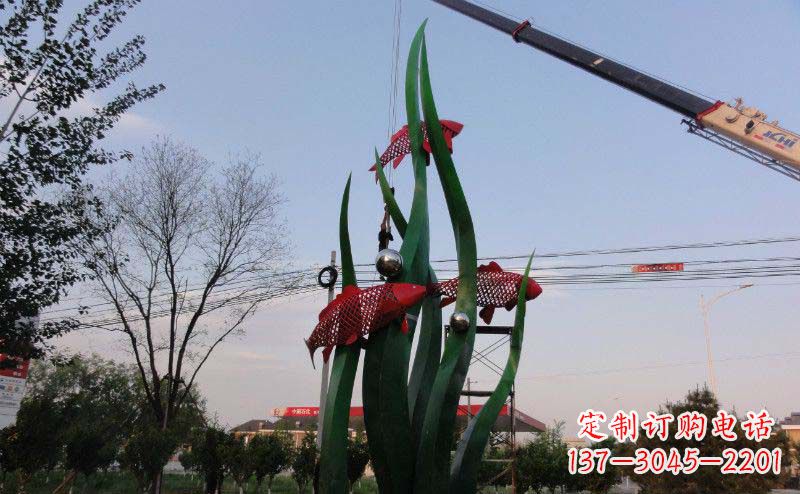 湖南欧洲风格鲤鱼不锈钢雕塑