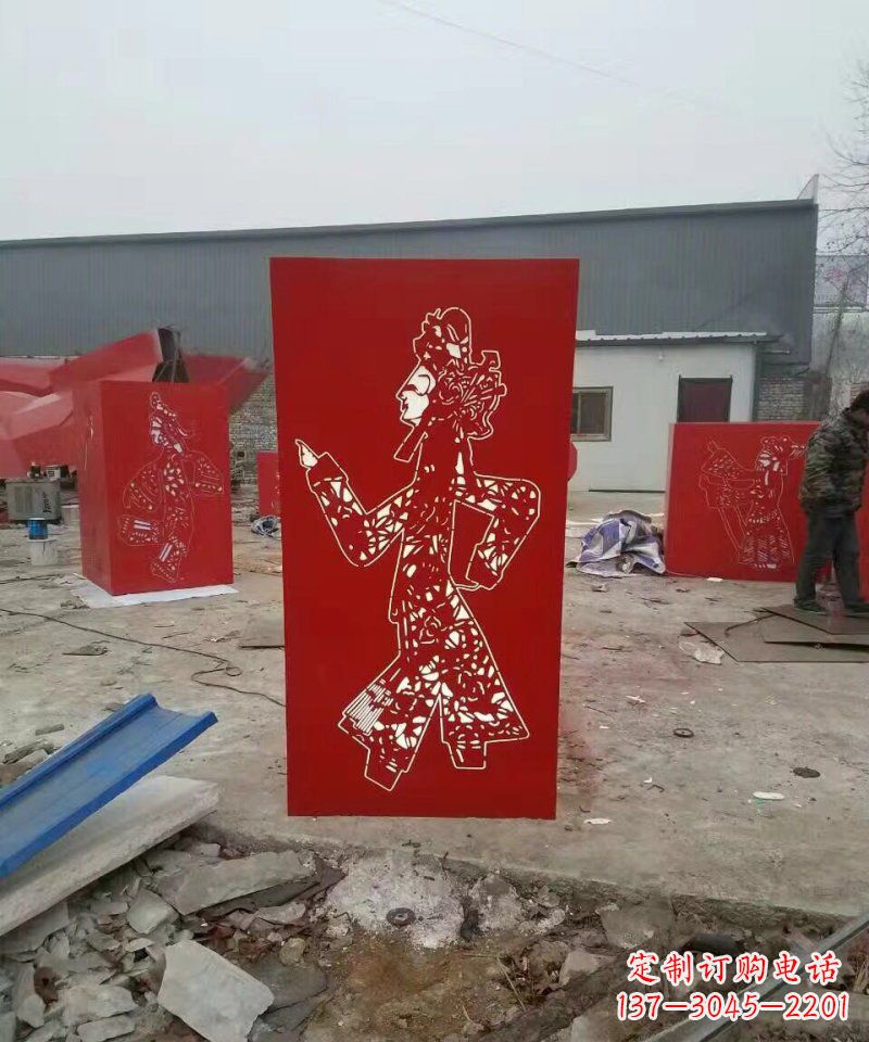 湖南不锈钢灯罩皮影戏人物雕塑