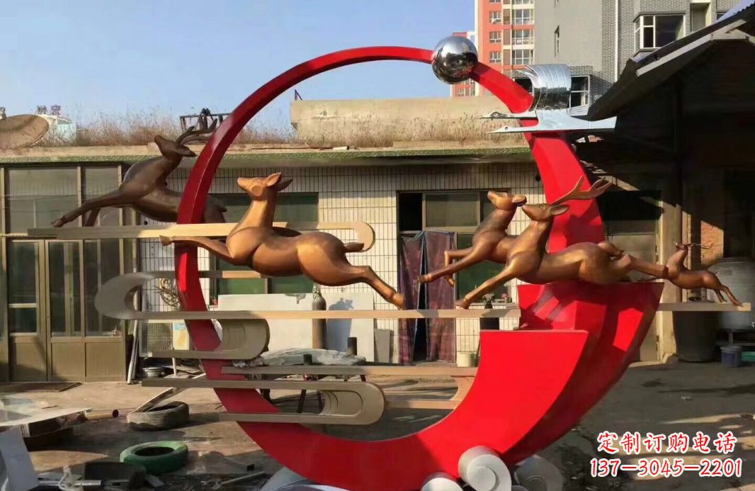 湖南高端不锈钢梅花鹿雕塑